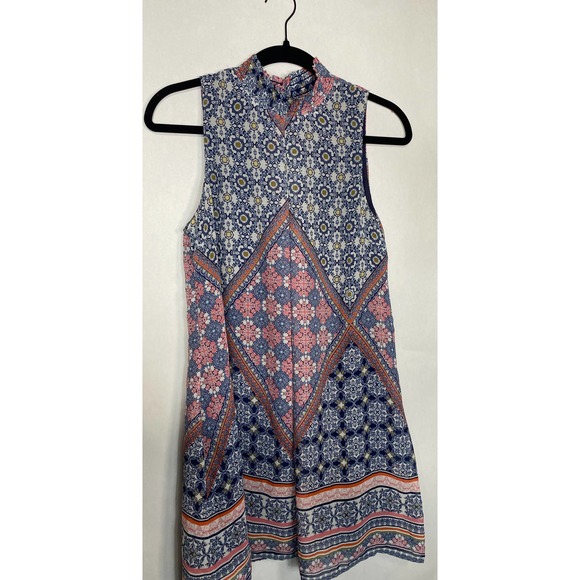 Speechless Tops - Speechless: Sleeveless Tunic Top, Lined, Size: Medium Turtleneck Pattern Pink